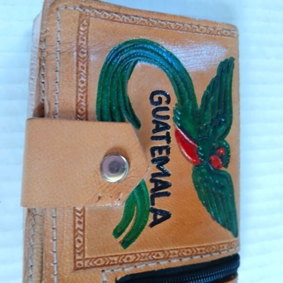 Guatemala Tourist Wallet Leather Embossed Hand Painted Crafts Mexico Unisex - Picture 9 of 14